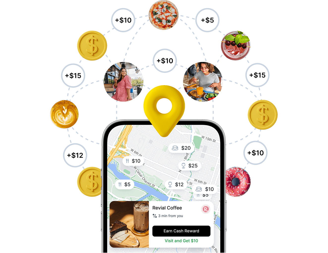 get rewards for visiting your favorite places nearby